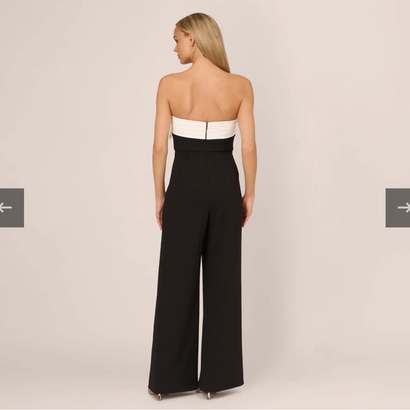 Adrianna Papell Colorblock Crepe strapless jumpsuit with bow. Size 10 - Picture 6 of 16